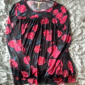 Floral Black and Pink Women's Top